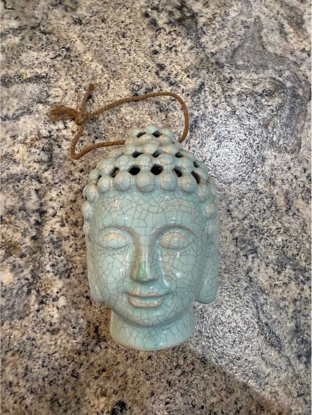 Ceramic Buddha Head Sachet Holder with Crackle Glaze Finish